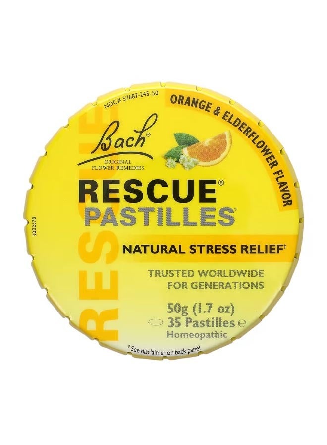 باتش Rescue Pastilles Natural Stress Relief Orange  And Elderflower 35 Pastilles 1.7 oz 50 g - Image 1