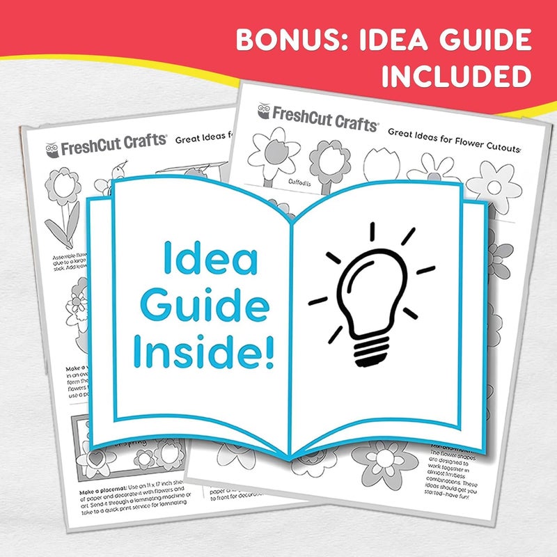 FreshCut Crafts: 280 Pieces of DIY Flower Cutouts with IDEA Guide - 2-Sided Punch Out Tulips, Daisies, Daffodils, Flowers Ideal for Spring Craft Projects, and Mother's Day DIY Gift Craft - Image 5
