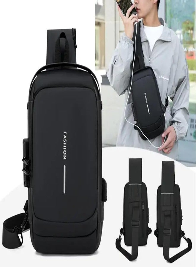 FRIEDRICH Waterproof Anti-Theft Nylon Men's Chest Sling Casual Shoulder Bag with USB Multi-function Travel Messenger Cross Body Sling Chest Bag for Men & women - Image 5