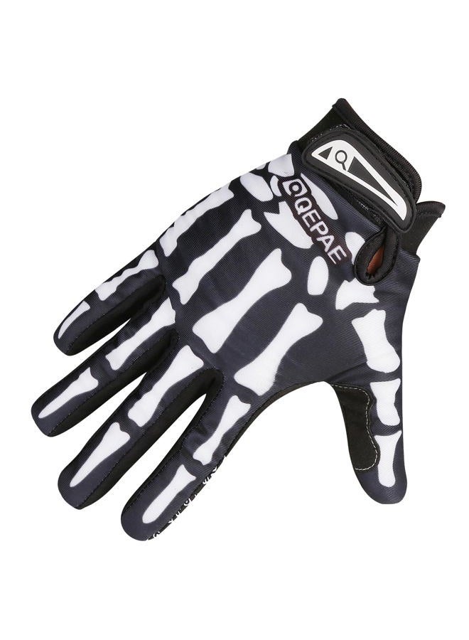 TRIWONDER Skeleton Gloves Cycling Gloves Skull Gloves for Men Women Kids for Bike Bicycle Motorcycles Sports Workout Riding Halloween Breathable Shock-Absorbing (Black - Full Finger, L) - Image 1