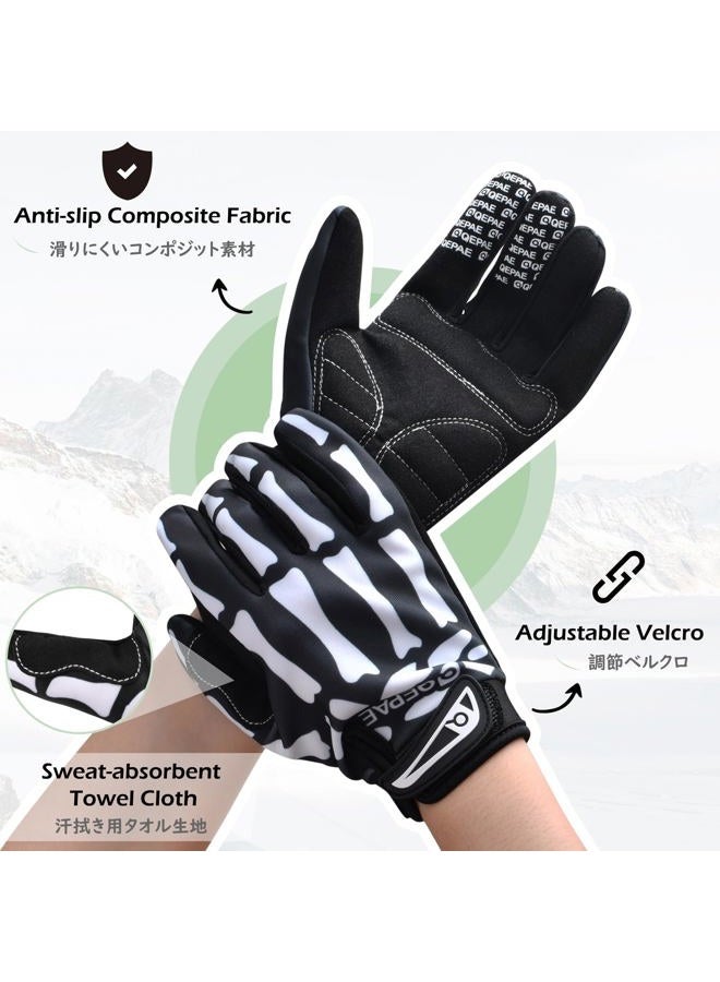 TRIWONDER Skeleton Gloves Cycling Gloves Skull Gloves for Men Women Kids for Bike Bicycle Motorcycles Sports Workout Riding Halloween Breathable Shock-Absorbing (Black - Full Finger, L) - Image 4
