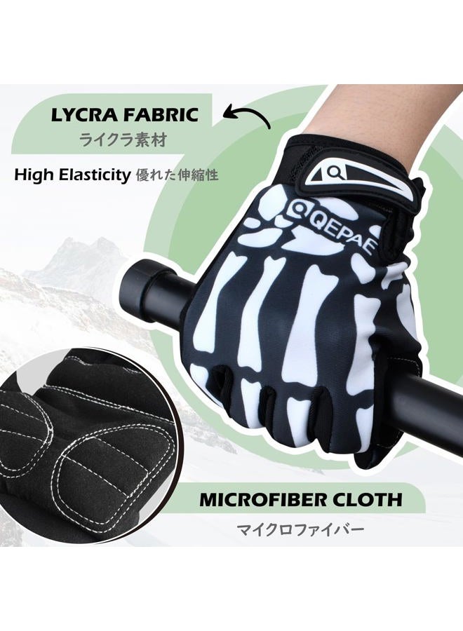 TRIWONDER Skeleton Gloves Cycling Gloves Skull Gloves for Men Women Kids for Bike Bicycle Motorcycles Sports Workout Riding Halloween Breathable Shock-Absorbing (Black - Full Finger, L) - Image 3