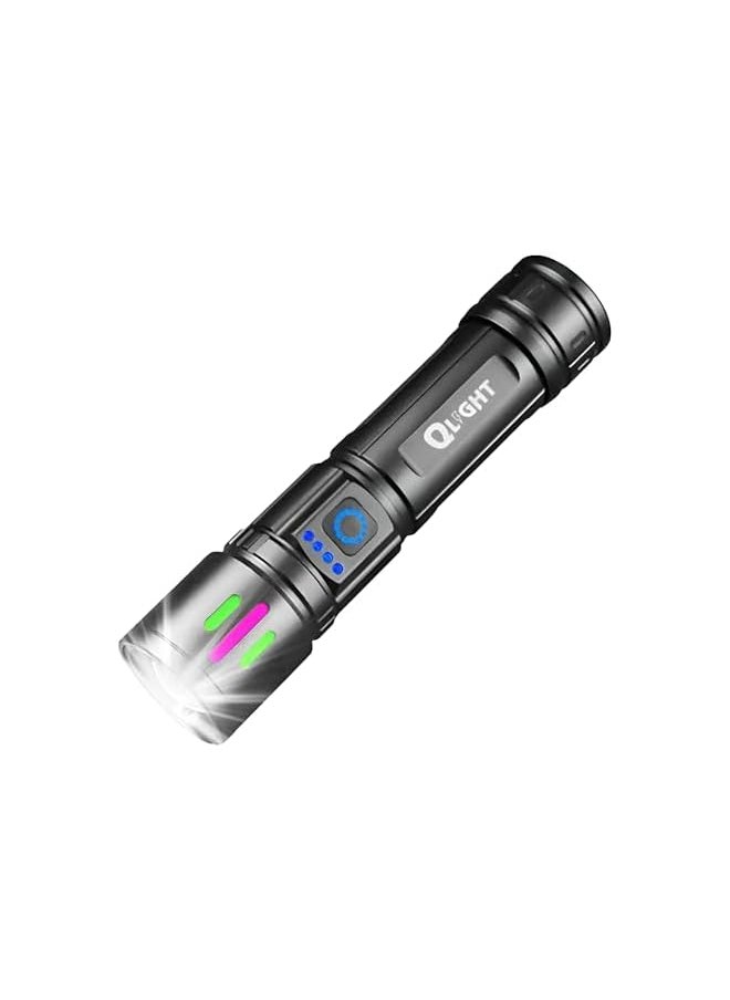 QLIGHT QLIGHT Led Rechargeable Flashlight,100000 High Lumens Tectical Handled Super Bright Flashlights, 3 Modes,Waterproof,Zoom Adjustable,Long Lasting Torch light For camping Hiking And Emergencies.  - Image 2