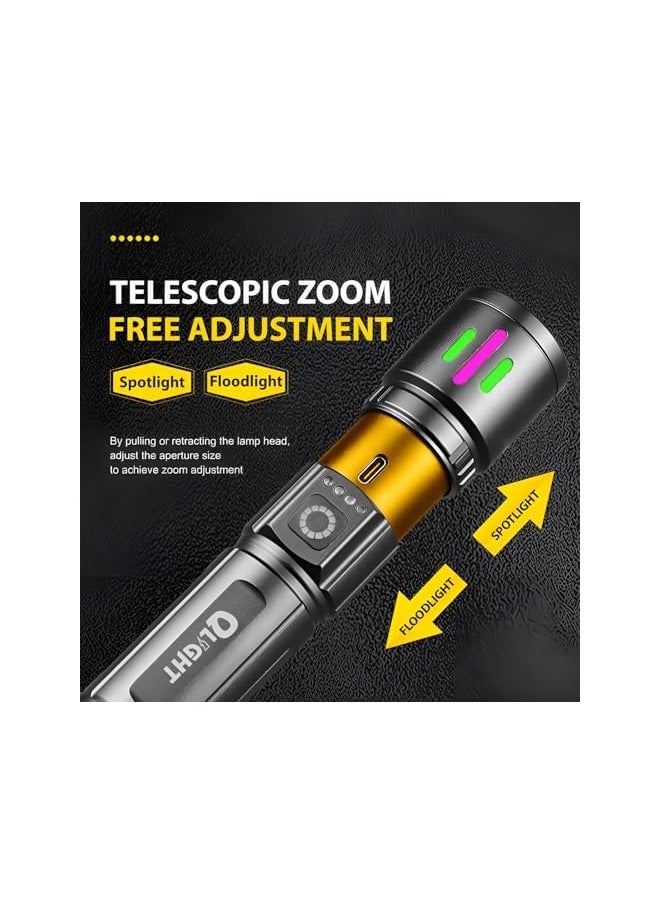 QLIGHT QLIGHT Led Rechargeable Flashlight,100000 High Lumens Tectical Handled Super Bright Flashlights, 3 Modes,Waterproof,Zoom Adjustable,Long Lasting Torch light For camping Hiking And Emergencies.  - Image 5