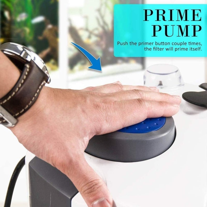 VAYINATO فلتر خارجي متعدد المراحل لحوض السمك مع مجموعة مواد الفلترة (بوميس، حلقة سيراميك وكرة حيوية) (HW-304B | 55W | 2000L/H | H.max-2.5M | الحجم-290 * 290 * 485mm) مع مصباح UV بقوة 9W - Image 3