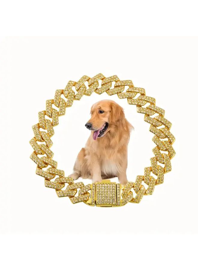 Golden Adjustable Dog Necklace for Small Medium Large Dogs Comfortable No Slip Fit Pet ID Tag Holder - Image 3