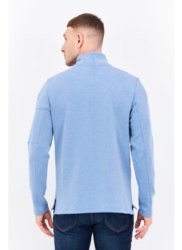 Avalanche Men Mock Neck Heather Long Sleeves Sweatshirt, Blue  - Image 3