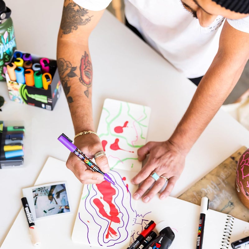 POSCA أقلام تلوين دائمة مائية من بوسكا PC-1MR - مجموعة من 8 ألوان باستيل - Image 3