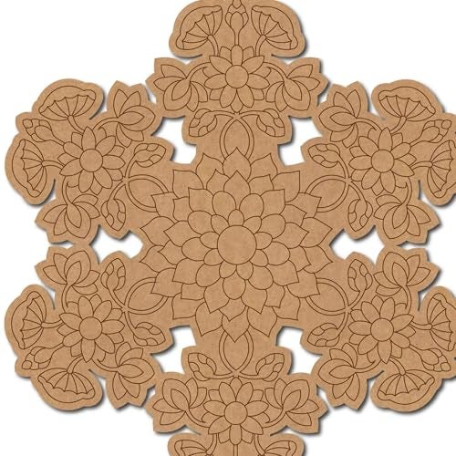 Cliths Pack of 1 Pichwai Mandala Pre-Marked MDF Base Design- 12 Inch | Pre-Marked MDF Boards for Lippan Art | 3mm Thick MDF Base for Painting and Craft - Image 2