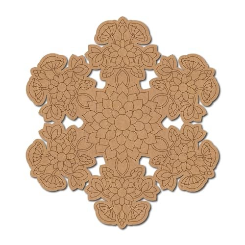 Cliths Pack of 1 Pichwai Mandala Pre-Marked MDF Base Design- 12 Inch | Pre-Marked MDF Boards for Lippan Art | 3mm Thick MDF Base for Painting and Craft - Image 1
