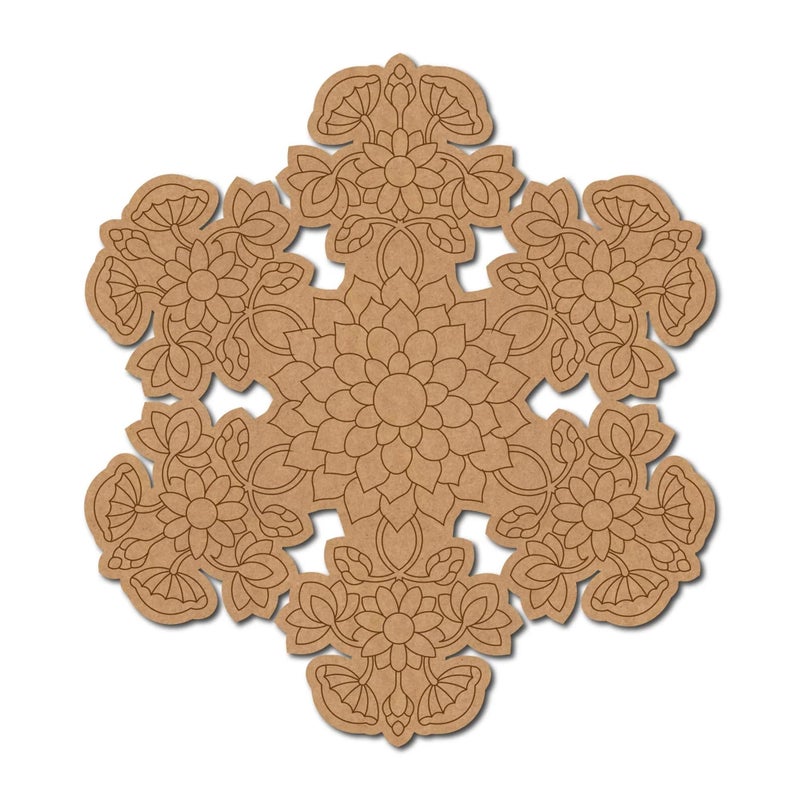 Cliths Pack of 1 Pichwai Mandala Pre-Marked MDF Base Design- 12 Inch | Pre-Marked MDF Boards for Lippan Art | 3mm Thick MDF Base for Painting and Craft - Image 5