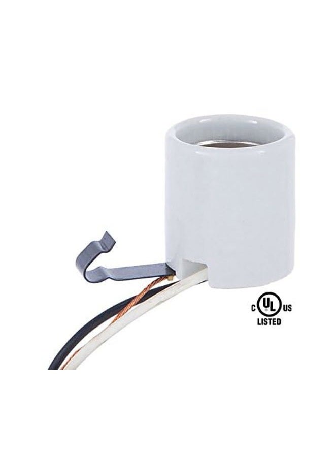 B&P Lamp Glazed Porcelain Snap-in Med. Base Socket with 12" Wire Leads - Image 2