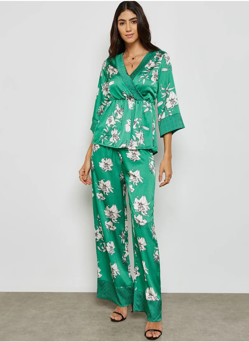 ELLA Floral Print Wide Leg Pants