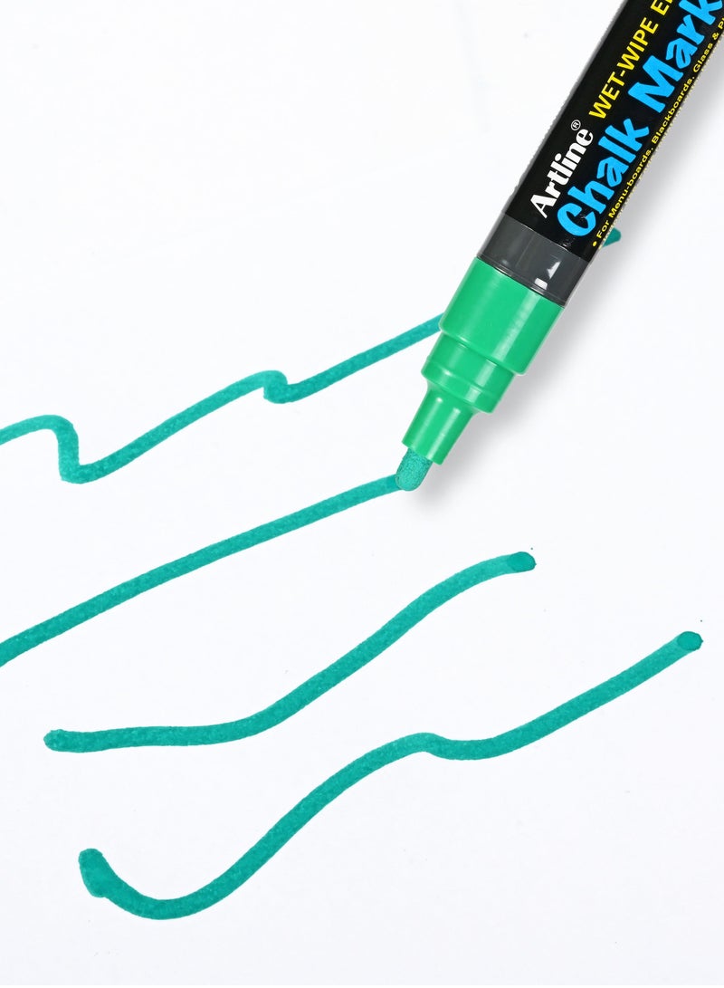Artline Artline 12 Pieces EPW4 Chalk Marker, Line 4.0mm, Wet Wipe Eresable, Color:Green-ARMKEPW-4GR - Image 1