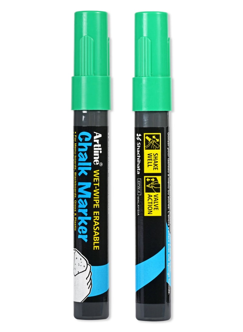 Artline Artline 12 Pieces EPW4 Chalk Marker, Line 4.0mm, Wet Wipe Eresable, Color:Green-ARMKEPW-4GR - Image 3