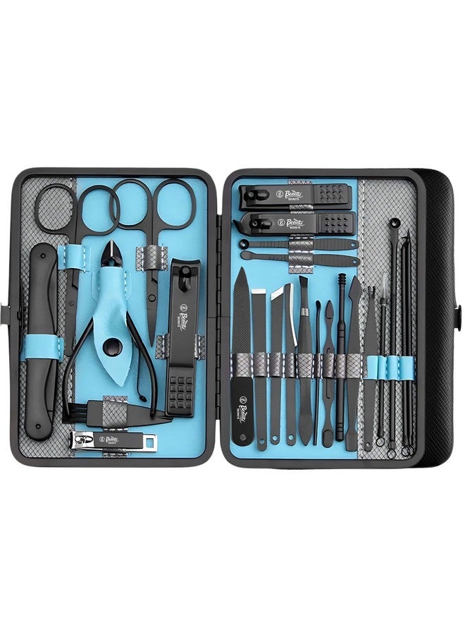 Beaute Secrets Manicure Set Nail Clippers Sets Stainless Steel Nail Cutter 25 Pieces Pedicure Kit Nail File Sharp Nail Scissors And Clipper Fingernails & Toenails With Portable Case Blue - Image 1