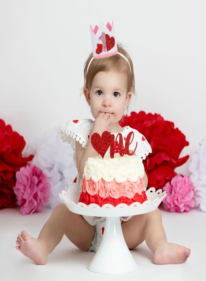 YOUAME First Valentine Birthday Hat - Girls 1st Birthday Decorations, Red Sweet Heart Love Day Outfits, Sweetheart Valentine Birthday Crown, Princess Decors - Image 5