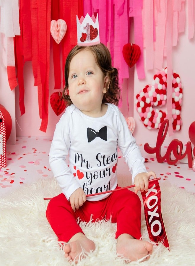 YOUAME First Valentine Birthday Hat - Girls 1st Birthday Decorations, Red Sweet Heart Love Day Outfits, Sweetheart Valentine Birthday Crown, Princess Decors - Image 4