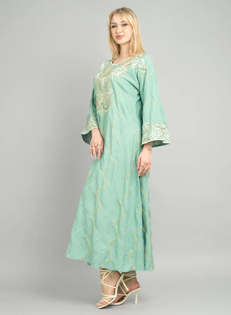 اكسا جلابية عصرية مطرزة CJ1079 اخضر