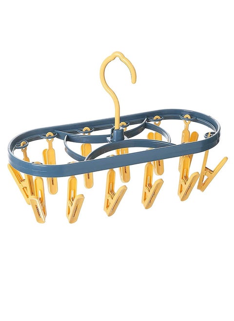 Clothes Drying Hanger Foldable Drying Rack With 12 Clips Plastic Space Saving Closet Organizer Hanger Rack for Towels Socks Bras Underwear