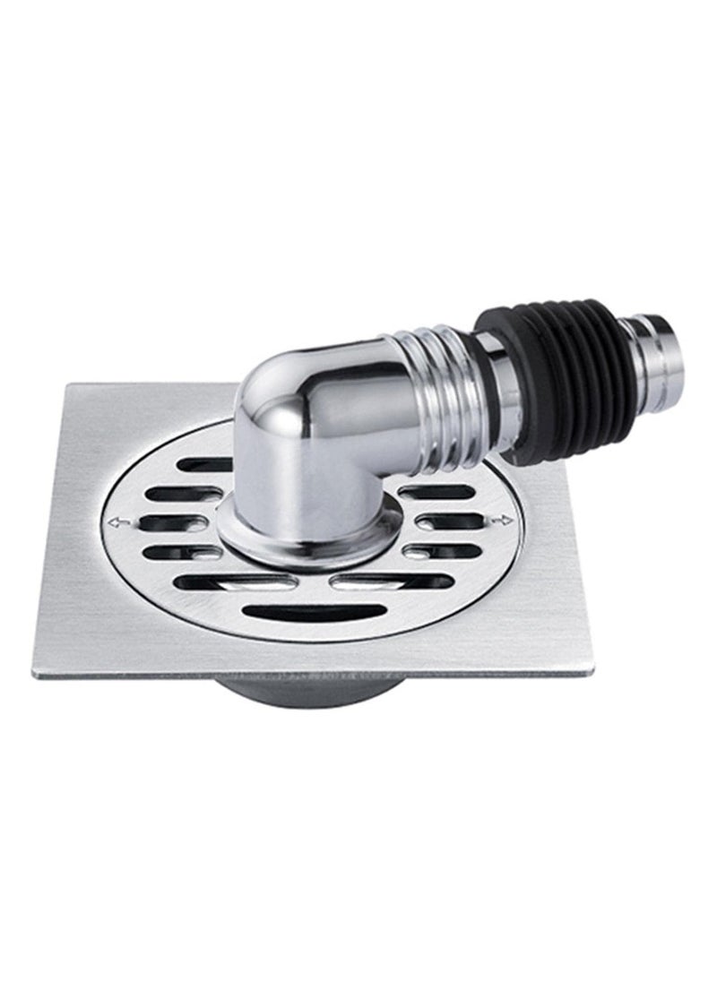 Washing Machine Floor Drain Cover,   Bathroom Square Sink Drain Strainers, Easy Clean,  Home with Pipe Connector (Silver)