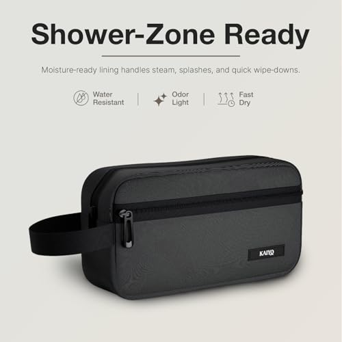 Kaiyo Tokyo Ginza Toiletry Pouch, Dual‑Zip Dopp Kit & Grooming Organizer, Mesh Pockets, Quick‑Grab Handle, Compact Structured Shell, Premium Zippers, Water‑Resistant (Grey) - Image 4