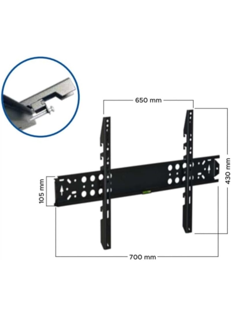 فونتيك حامل تلفزيون ثابت للتثبيت على الحائط بتصميم مسطح قابل للتعديل لشاشات LED من 42 إلى 65 بوصة مصنوع من المعدن يتحمل حتى 80 كجم باللون الأسود بعرض 700 مم - Image 3