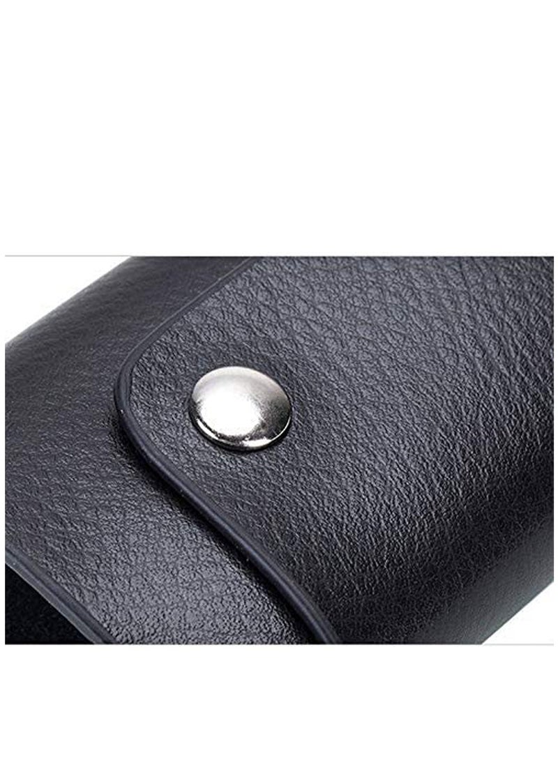 SYOSI Unisex Genuine Cow Leather Keychain Bag Men Women Key Holder Organizer Pouch Car Key Case Magnetic Buckle-Black - Image 5