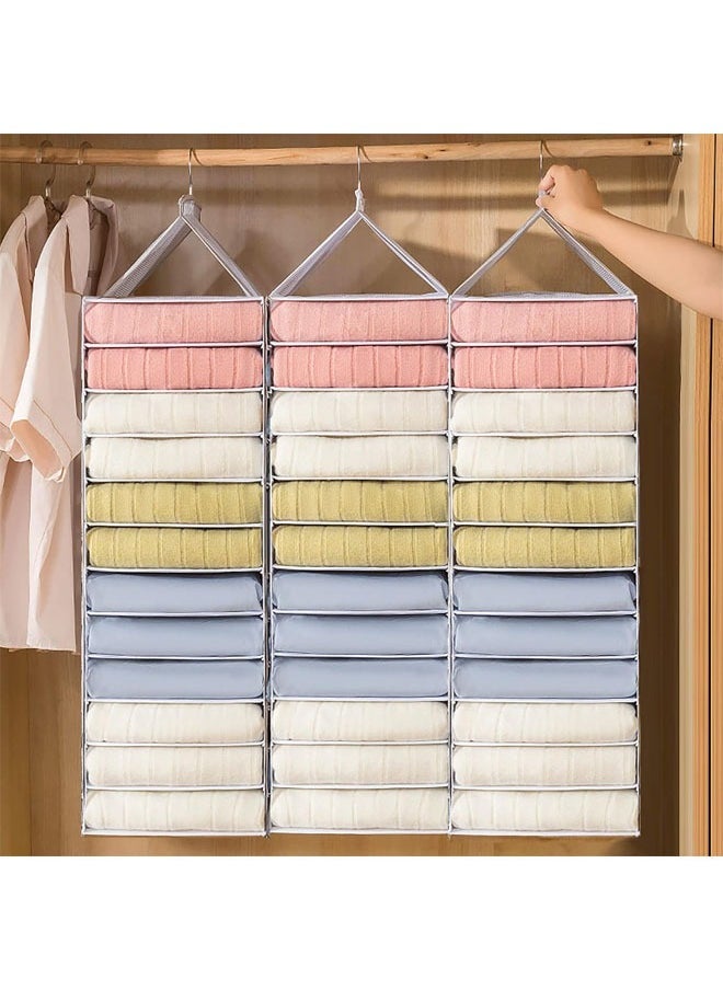 Hihonor 2 Pack Hanging Closet Organizer, PVC Waterproof Wardrobe Clothes Organizer Dividers, 12 Shelves Fabric Cabinet Pants Storage Box, Foldable Drawers with Hook for Home, Dorm, Camping (White)  - Image 5