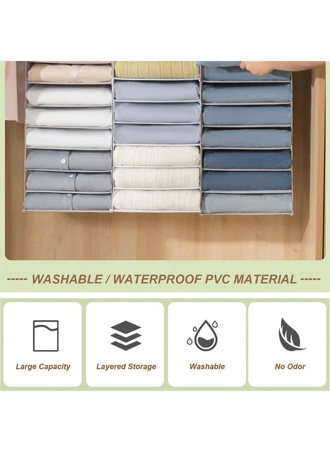 Hihonor 2 Pack Hanging Closet Organizer, PVC Waterproof Wardrobe Clothes Organizer Dividers, 12 Shelves Fabric Cabinet Pants Storage Box, Foldable Drawers with Hook for Home, Dorm, Camping (White)  - Image 3