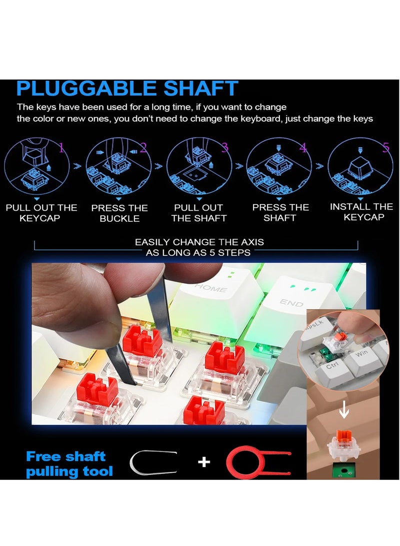 E-YOOSO Z-11 61 Keys Mechanical Gaming Keyboard,Red Switch 60% Wired Compact Keyboard,RGB Backlit and Metal Panel for Windows,Mac OS-Grey White - Image 3