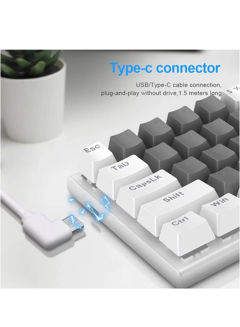 E-YOOSO Z-11 61 Keys Mechanical Gaming Keyboard,Red Switch 60% Wired Compact Keyboard,RGB Backlit and Metal Panel for Windows,Mac OS-Grey White - Image 4