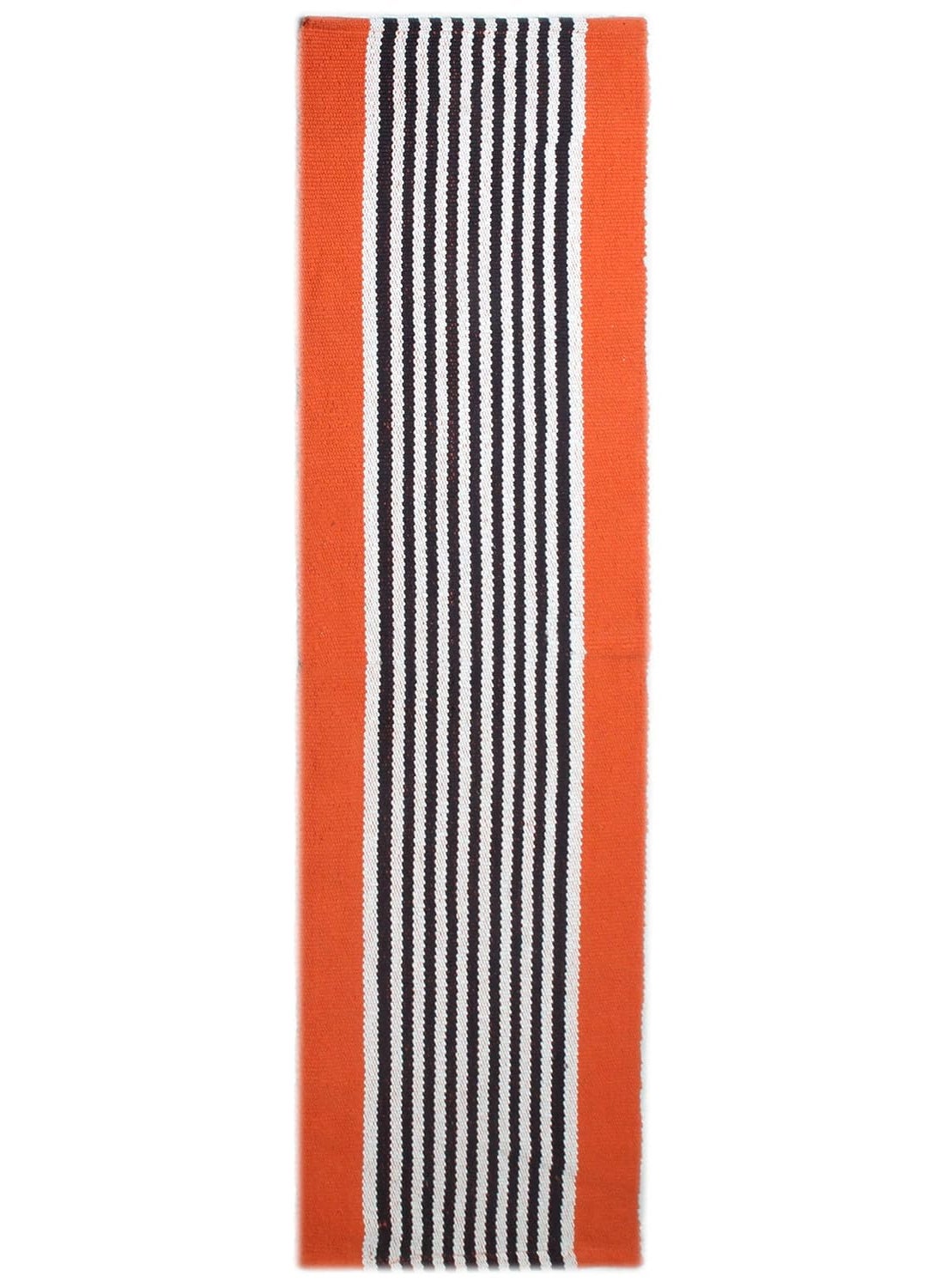 Saral Home Stripe Designer Soft Cotton Durable Washable Multipurpose Runner for HomeKitchenLiving AreaLobbyOffice with Anti Skid Backing Orange 45 Cm X 180 Cm