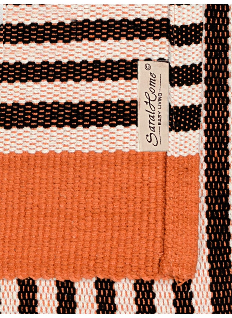 Saral Home Stripe Designer Soft Cotton Durable Washable Multipurpose Runner for HomeKitchenLiving AreaLobbyOffice with Anti Skid Backing Orange 45 Cm X 180 Cm