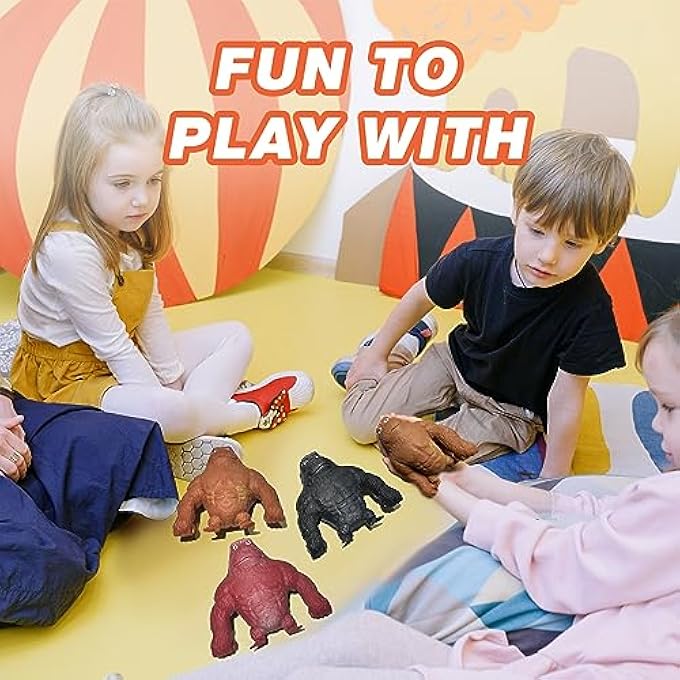 CHEROSIN Squishy Monkey Stretch Gorilla Toy - 3Pack of Big Sensory Monkey Stretchy ToysStress Relief Splat Gorilla Figures for Autism ,Funny Animal Squishy Gorilla Toys Kids and Adults Easter Stuffers - Image 5