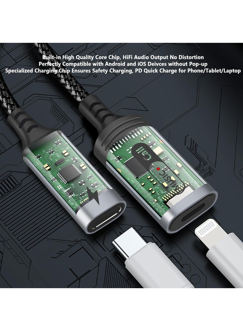 KASTWAVE USB C to Lightning Audio and Charge Adapter for iPhone 15 Pro, USB Type C Male to Female Lightning Headphone & Type C Charge Converter Fit with i-Pad Pro, MacBook,Galaxy S23 S22 S21, Pixel 7 6 5XL 4 - Image 3
