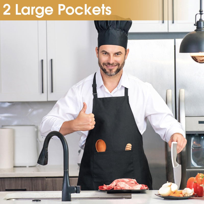 Okxiri 3 Pack Black Aprons for Women with Pockets, Adjustable Water Resistant Cooking Apron Unisex Bib for Chef Men and Women - Image 4