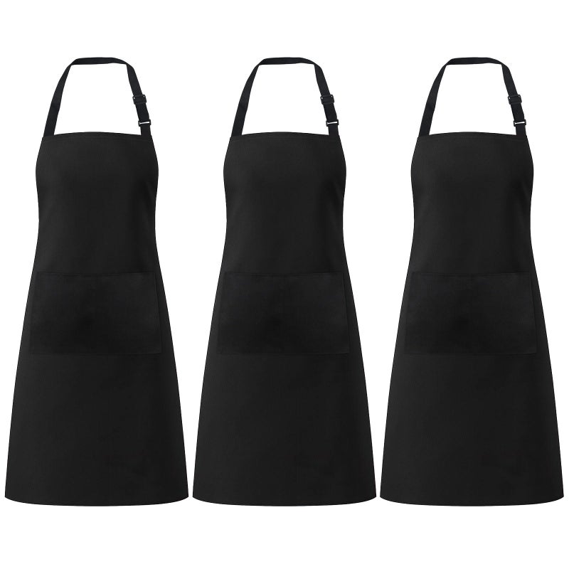 Okxiri 3 Pack Black Aprons for Women with Pockets, Adjustable Water Resistant Cooking Apron Unisex Bib for Chef Men and Women - Image 1