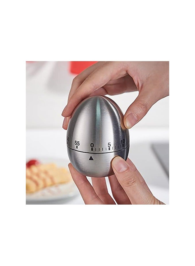 erorex Stainless Steel Kitchen Timer Egg Timer Manual Mechanical Timer Cooking Egg Alarm Clock Timer Countdown Cooking Tools Kitchen Gadgets (Egg) - Image 2