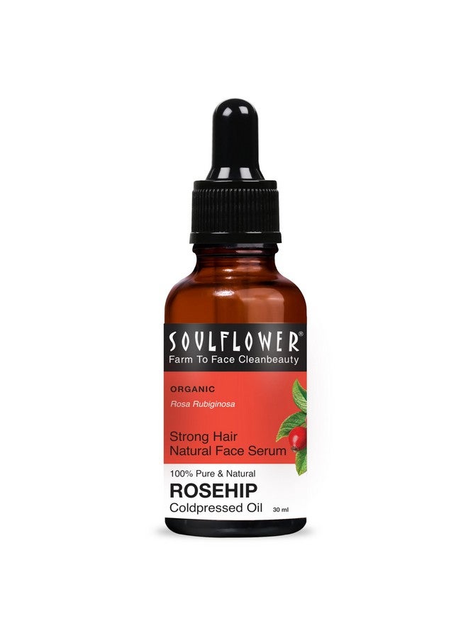 Soulflower Rosehip Oil for Wrinkles, Fine Lines, Scars, Stretch Marks, Under Eyes, and Curly Hair | 100% Pure, Organic, Cold-Pressed Seed Oil for Men & Women | 30ml - Image 1