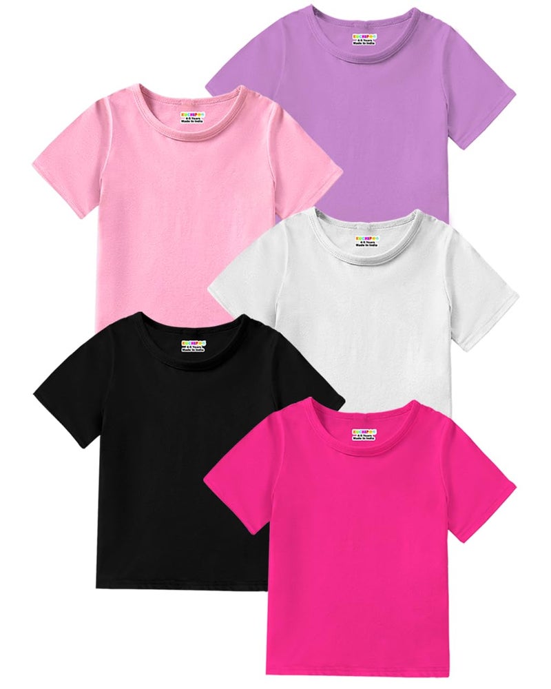 Kuchipoo Girls Regular Fit Half Sleeves Cotton T-Shirts (KUC-TSHRT-543, 3-4 Years, Multi-Colored) - Image 1