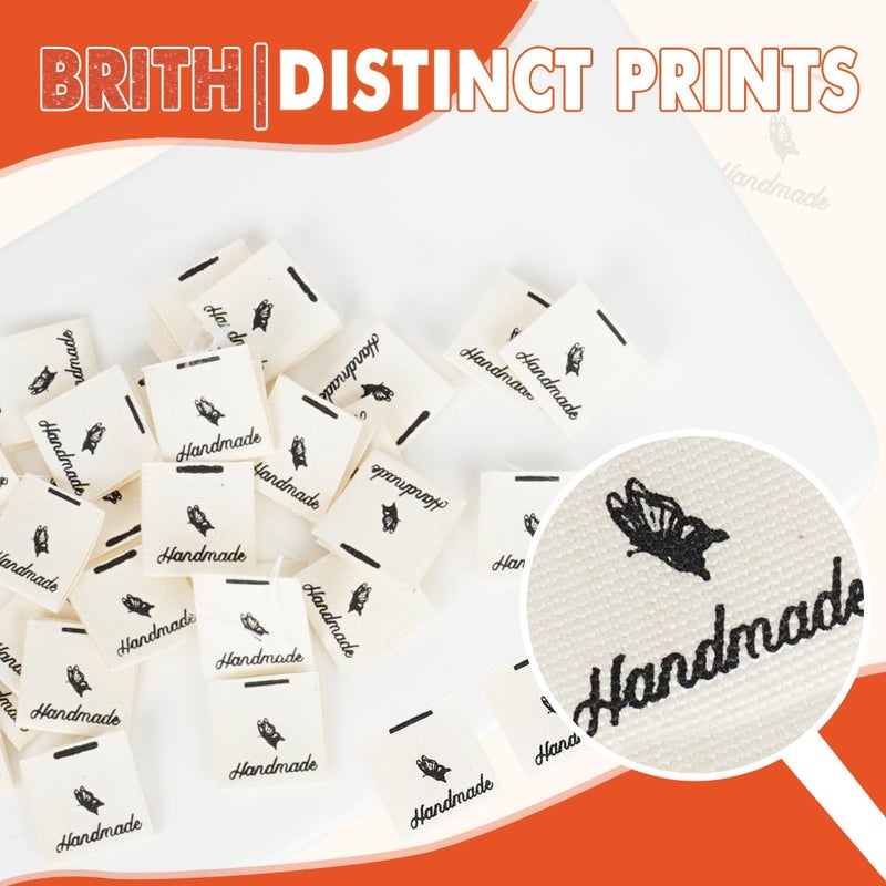 TOGETRUE 100pcs Sewing Labels for Handmade Items, Durable Fabric Woven Tags with Handmade with Love Text, Sewing Labels for Crochet, Knitting, Sewing Projects and DIY Crafts (Style B) - Image 3