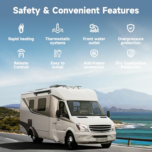 OEVANT RV Tankless Water Heater,55,000 BTU RV Instant Water Heater with Remote Controller,16x16 inch Door＆Front Water Outlet,Propane Gas, DC 12V, CSA Certificated, Compatible with All RVs-Black - Image 5