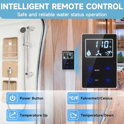 OEVANT RV Tankless Water Heater,55,000 BTU RV Instant Water Heater with Remote Controller,16x16 inch Door＆Front Water Outlet,Propane Gas, DC 12V, CSA Certificated, Compatible with All RVs-Black - Image 3