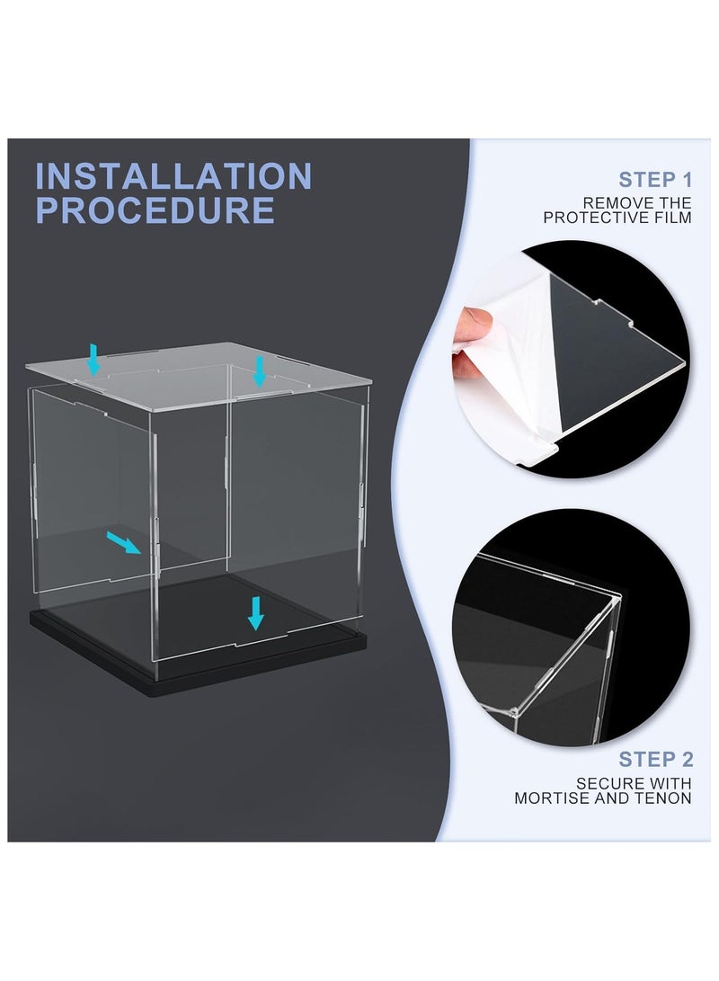 TPGP Acrylic Display Case with Black Base, Display Boxes for Collectibles Dustproof Protection Showcase (15x15x15 cm / 5.9x5.9x5.9 inch, Black) - Image 5