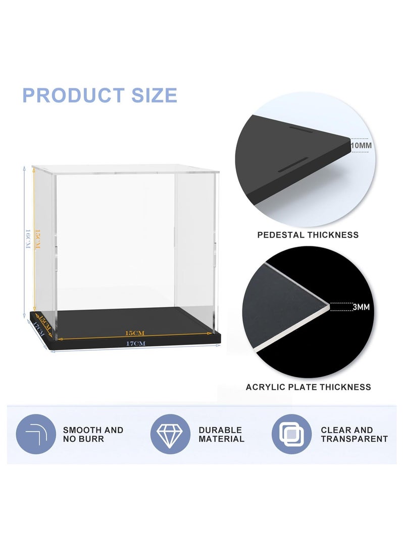 TPGP Acrylic Display Case with Black Base, Display Boxes for Collectibles Dustproof Protection Showcase (15x15x15 cm / 5.9x5.9x5.9 inch, Black) - Image 4