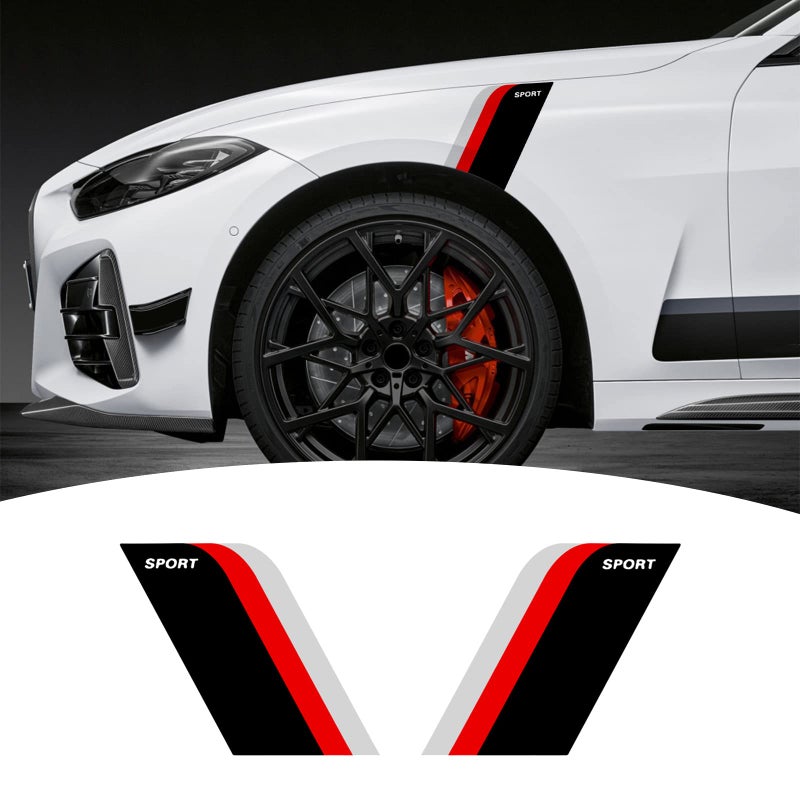 Bilisin 2Pcs Fender Stripe Stickers Vinyl Wheelbrow Racing Sports Stripe Decal Decoration Universal for Car Truck or SUV BlackRedGrey - Image 3