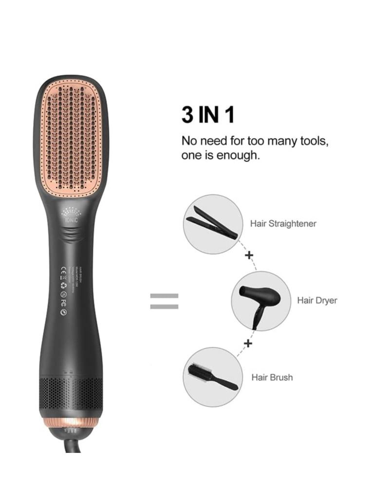 Hair Dryer Brush 3 in 1 Hot Air Brushes Blow Dryer Brush Hair Comb One Step Electric Hair Brushes Hair Straightener (gold) - Image 3