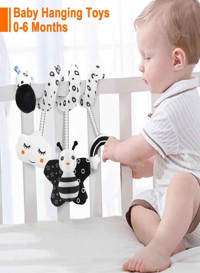 FPVERA Infant Car Seat Toys for Babies 0-6 Months: Travel Baby Toy for Rear Car Seat, Adjustable Mobile Activity Arch with Music, Sensory Hanging Toy Fits SafetyCrib, Stroller (Black Whtie) - Image 4