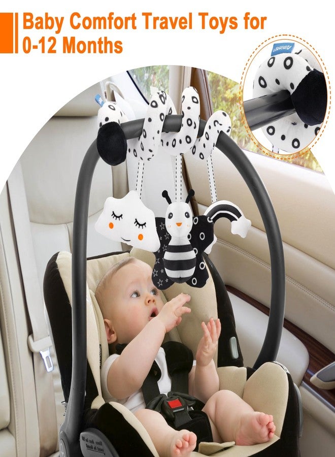 FPVERA Infant Car Seat Toys for Babies 0-6 Months: Travel Baby Toy for Rear Car Seat, Adjustable Mobile Activity Arch with Music, Sensory Hanging Toy Fits SafetyCrib, Stroller (Black Whtie) - Image 2